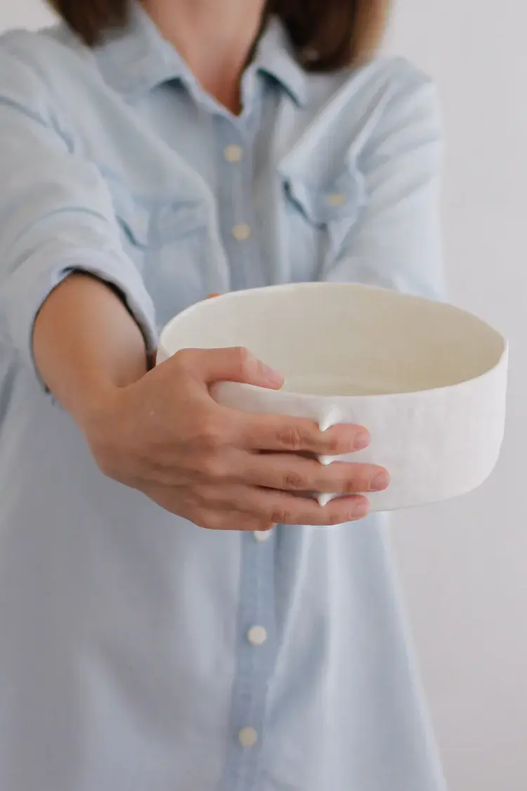 White porcelain bowl with translucent walls
