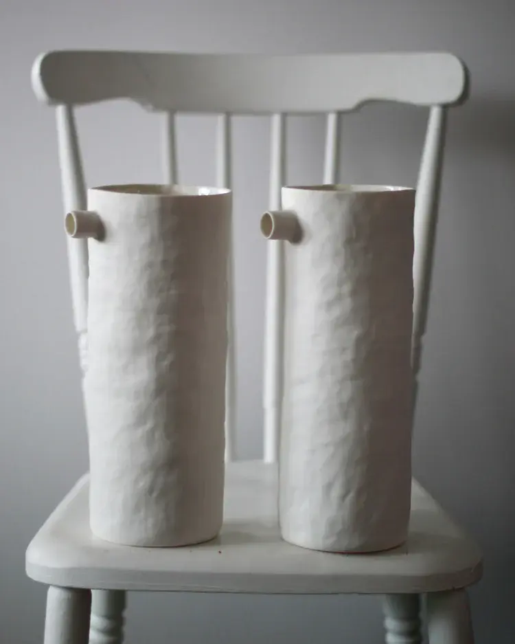 Collection of porcelain vessels in soft colours