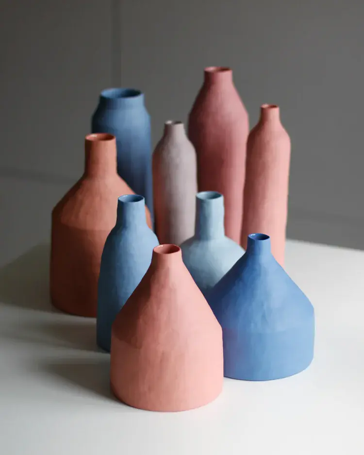 Close-up of hand-built porcelain surface