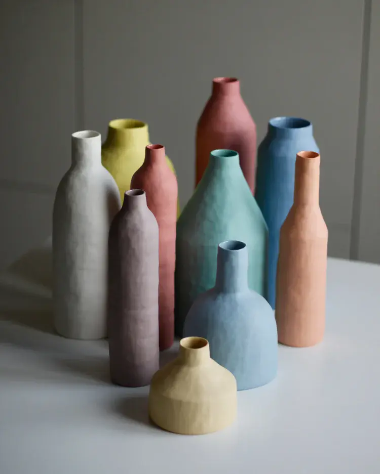 Porcelain bowl with fine sanded exterior