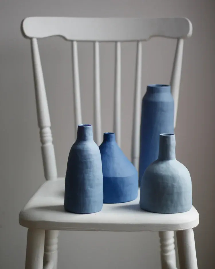 Porcelain bottle form with matte white finish