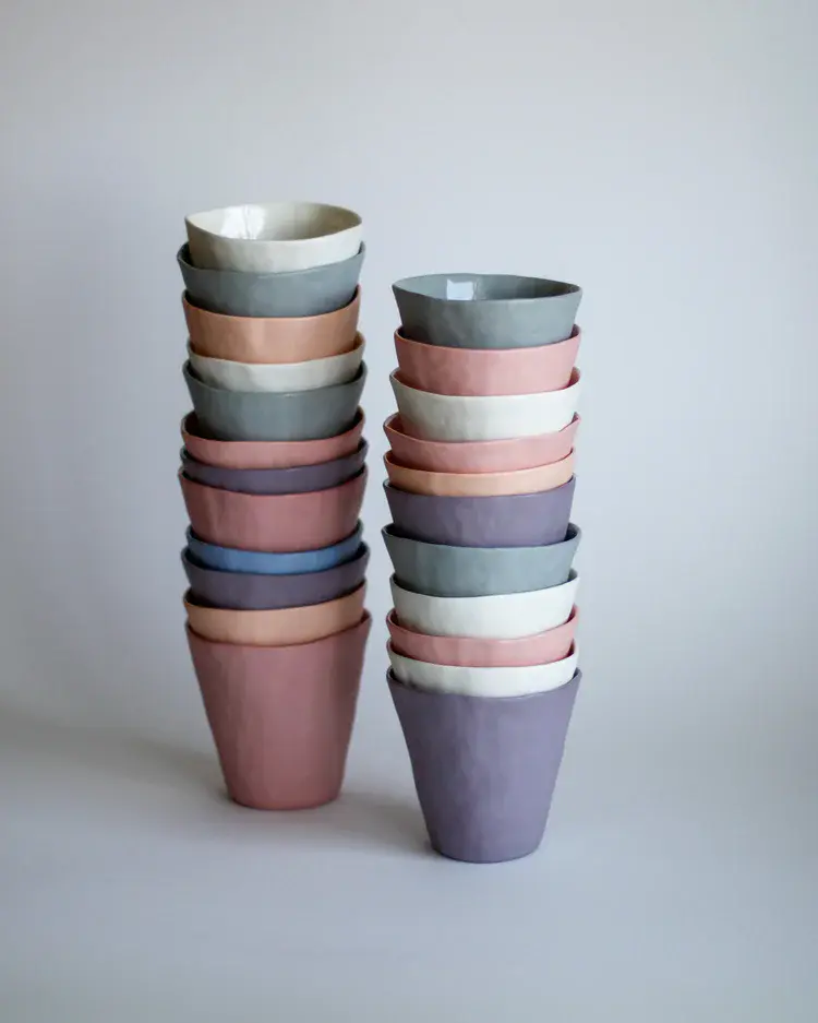 Translucent porcelain piece catching natural light