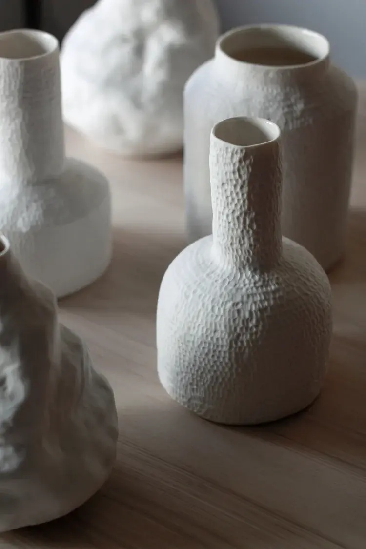 Detail of porcelain glaze showing subtle colour variation