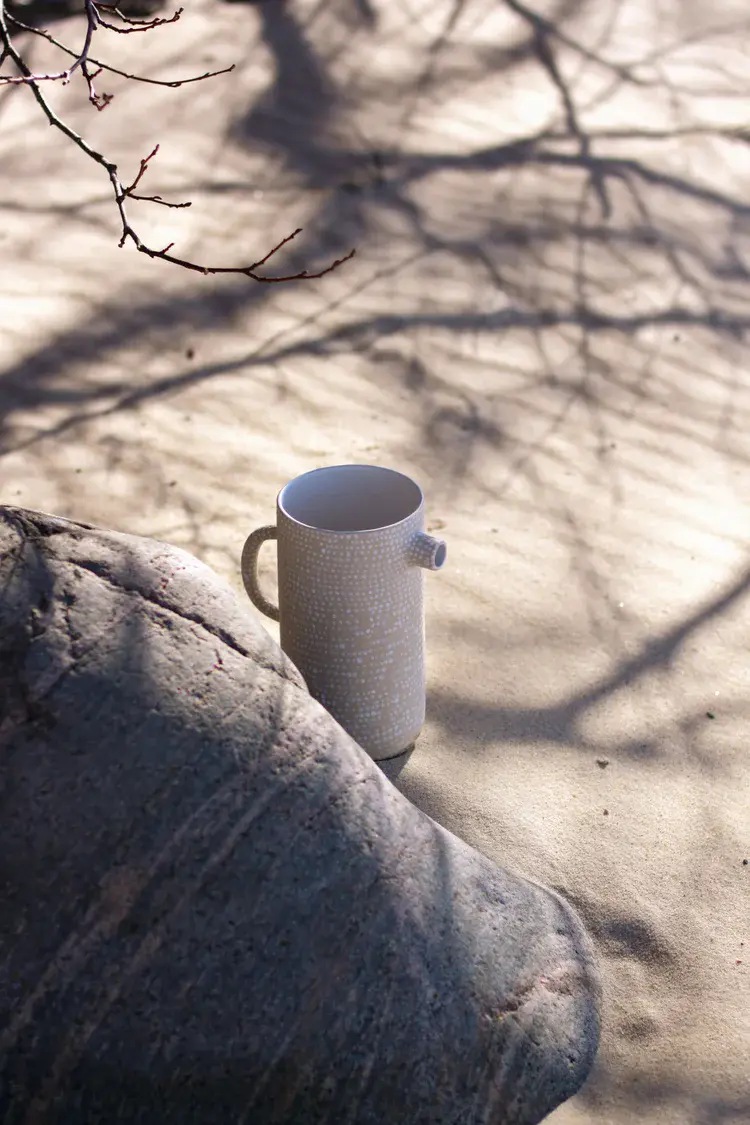 Slip-cast seagull jug with matte finish