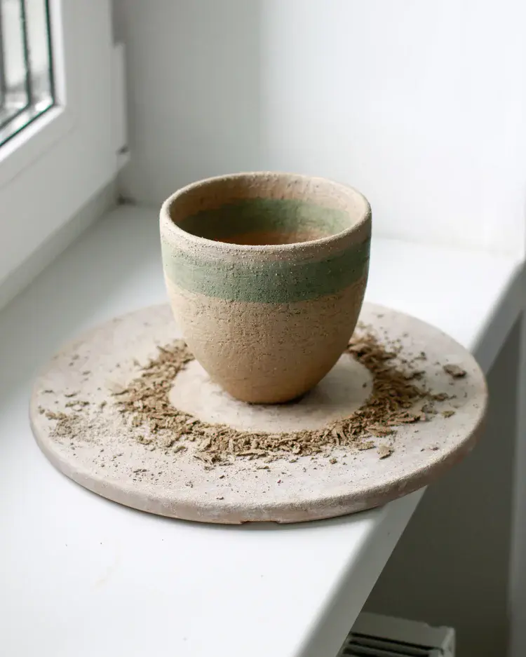 Arrangement of hand-built stoneware bowls in varying sizes