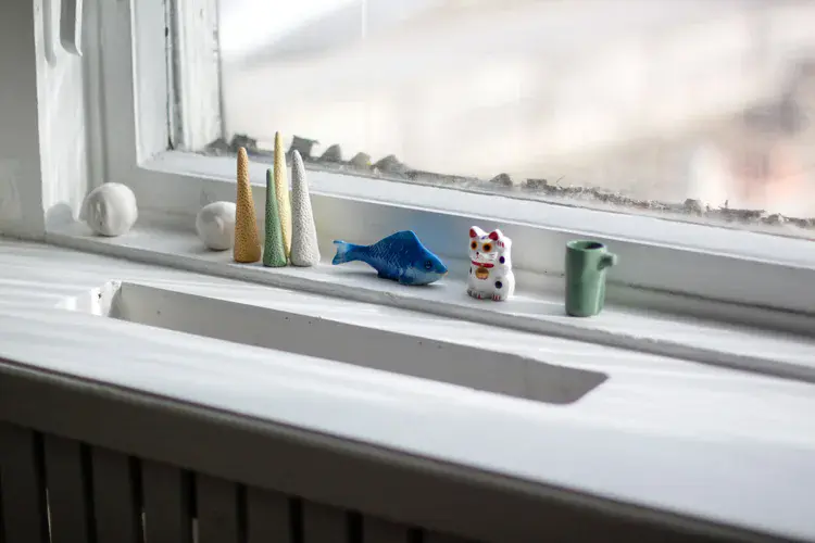 Bisque-fired pottery awaiting glaze application
