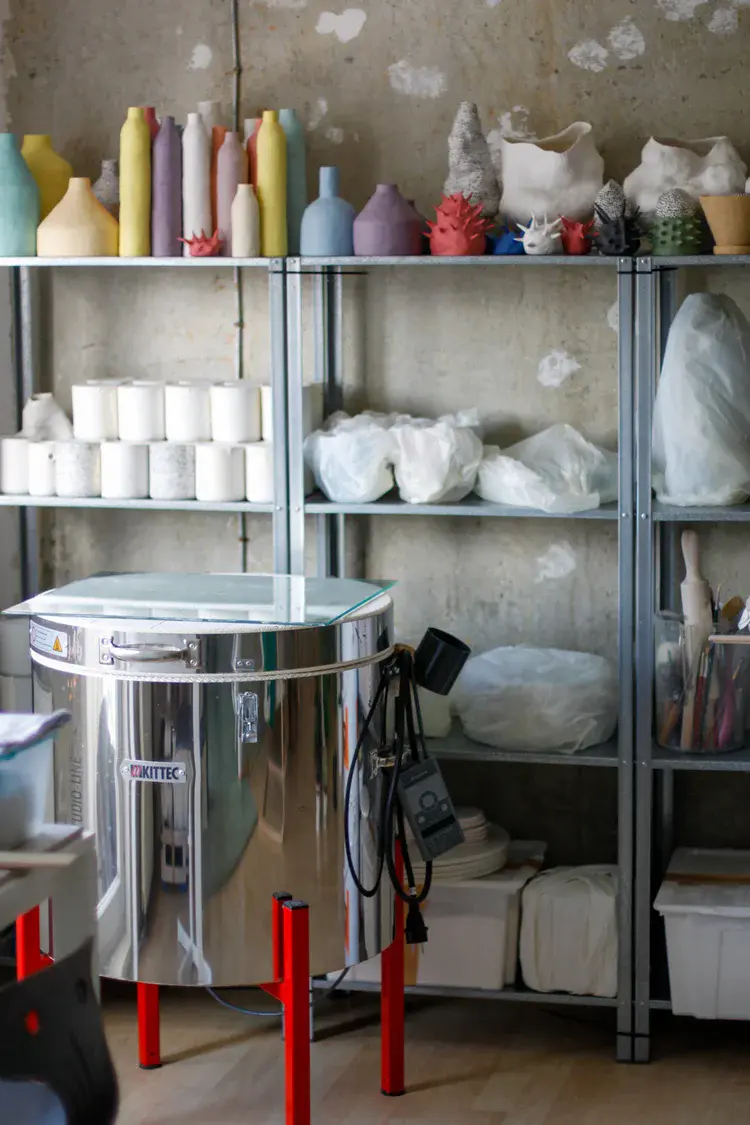 Close-up of pottery carving and decorating tools