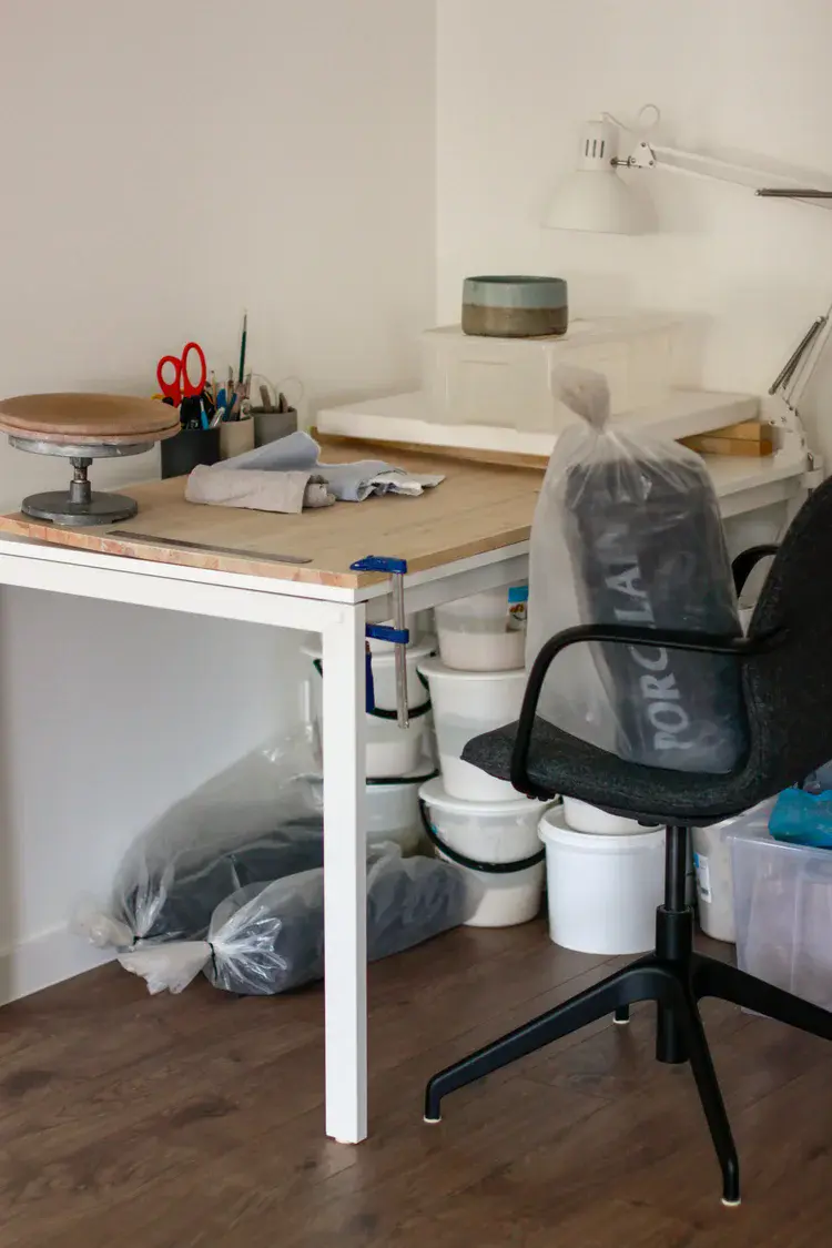 Overview of the home ceramics studio by the Baltic coast