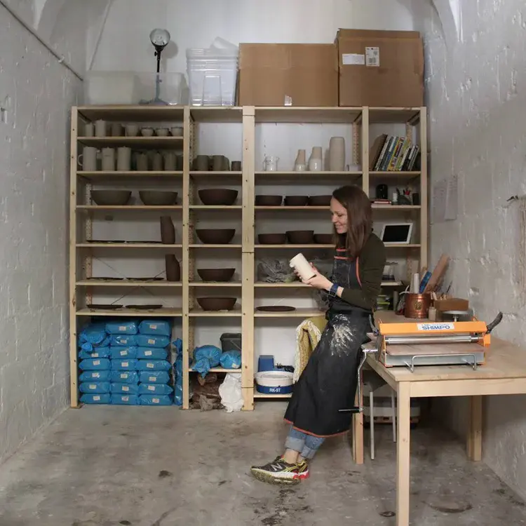 Ceramic vessels in various stages of production